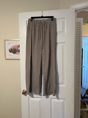 Striped Wide-Leg Lounge Pants - Black and Cream